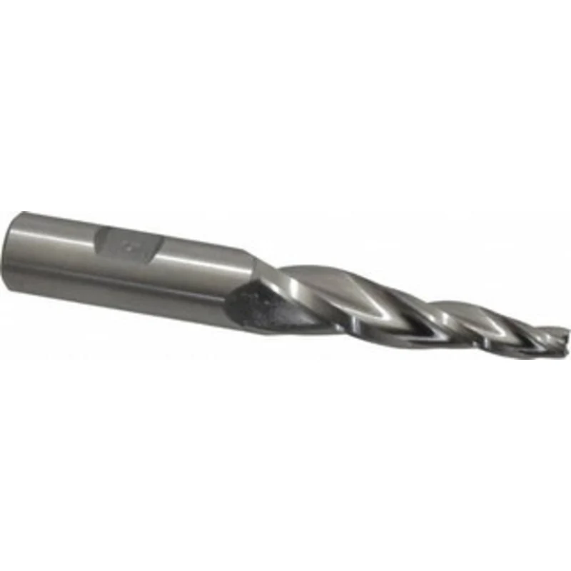 Made in USA 5 per Side 1/4 Small End Diam 2-1/4 LOC 3-Flute High Speed Steel Tapered Square End Mill 5/8 Shank Diam, ...
